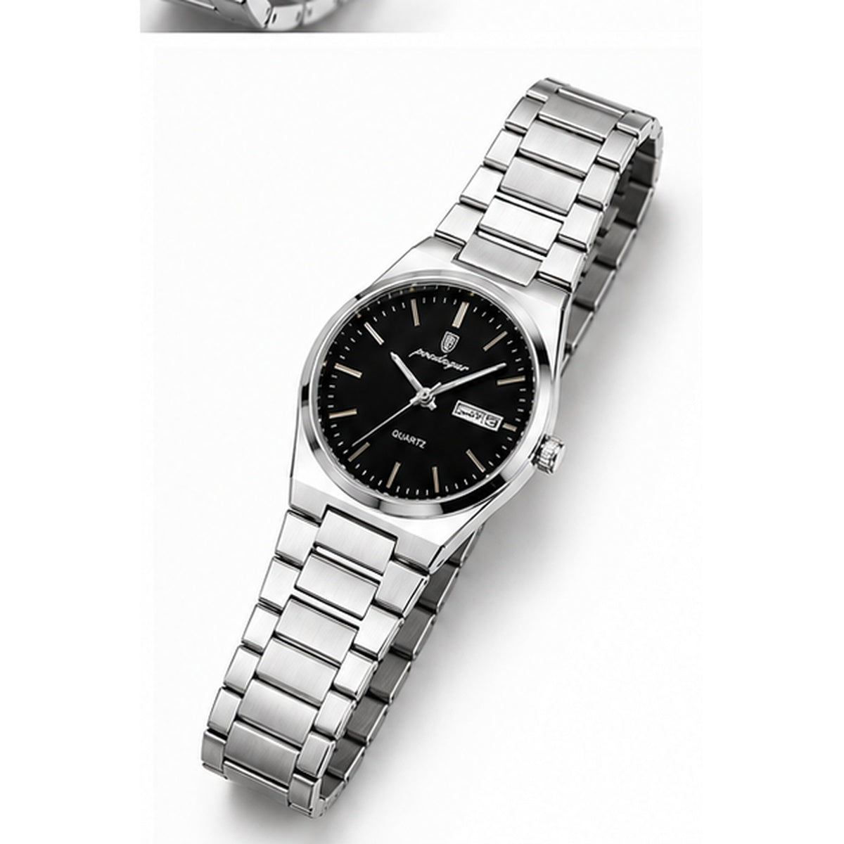 Poedagar Integrated Stainless Steel Day-Date Watch