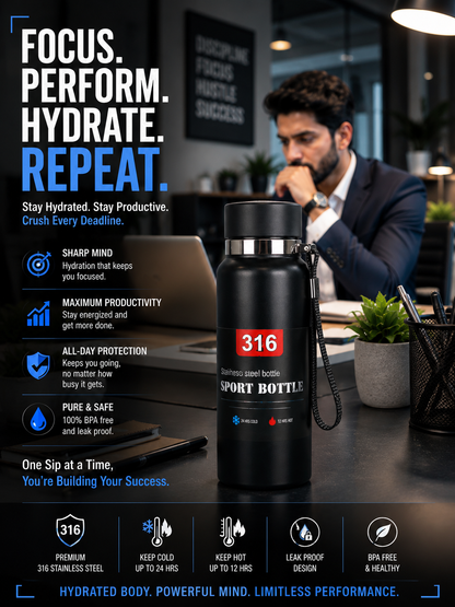 Stylish Water Bottle with Digital Temp Display