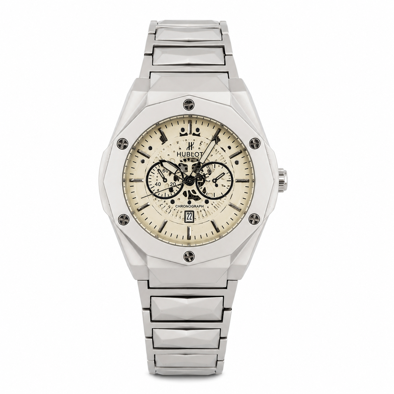 Hublot Sang Bleu Geometric Edition Men's Watch - Silver & Off-White