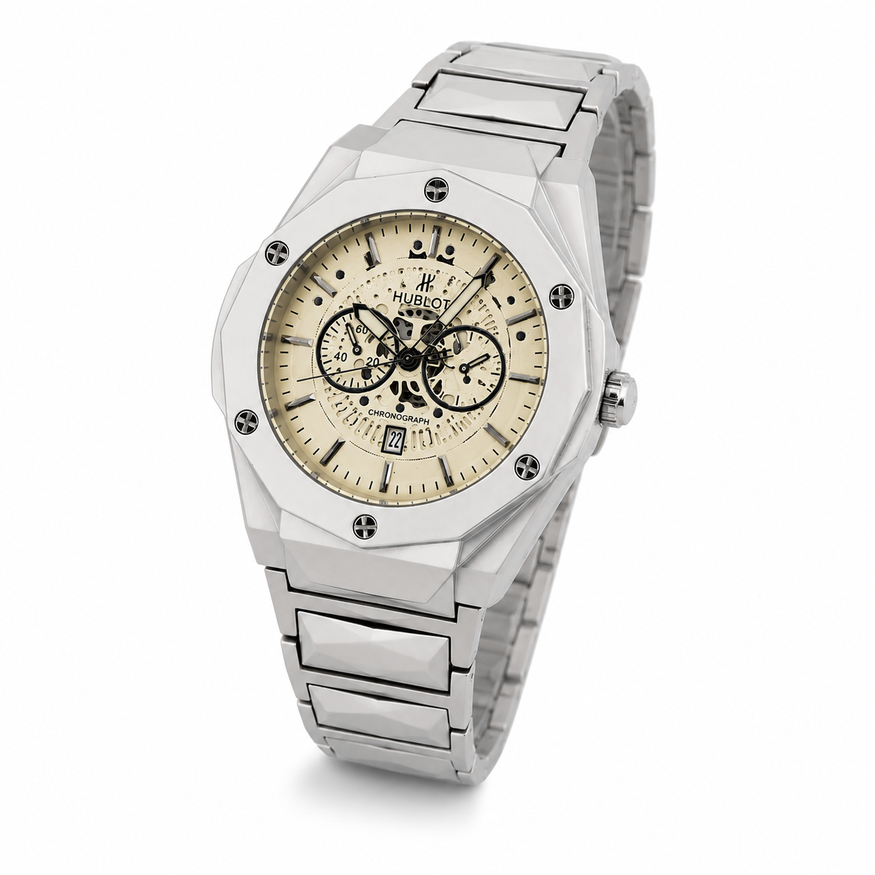 Hublot Sang Bleu Geometric Edition Men's Watch - Silver & Off-White