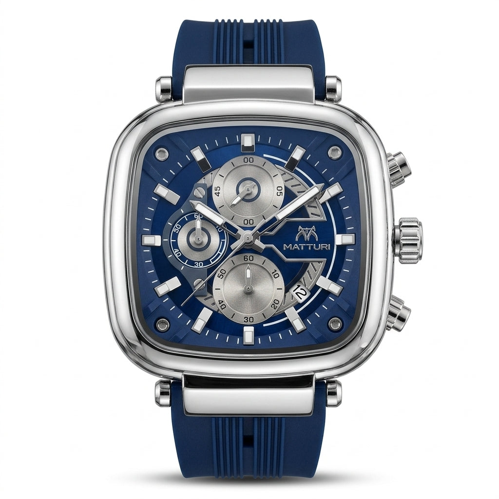 Matturi Square Chronograph Blue Dial Men's Sports Watch