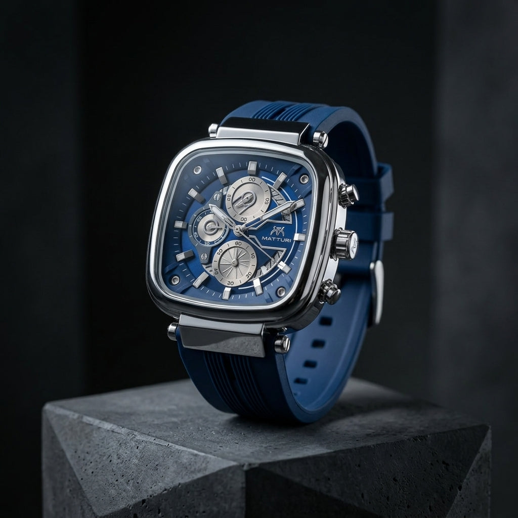 Matturi Square Chronograph Blue Dial Men's Sports Watch