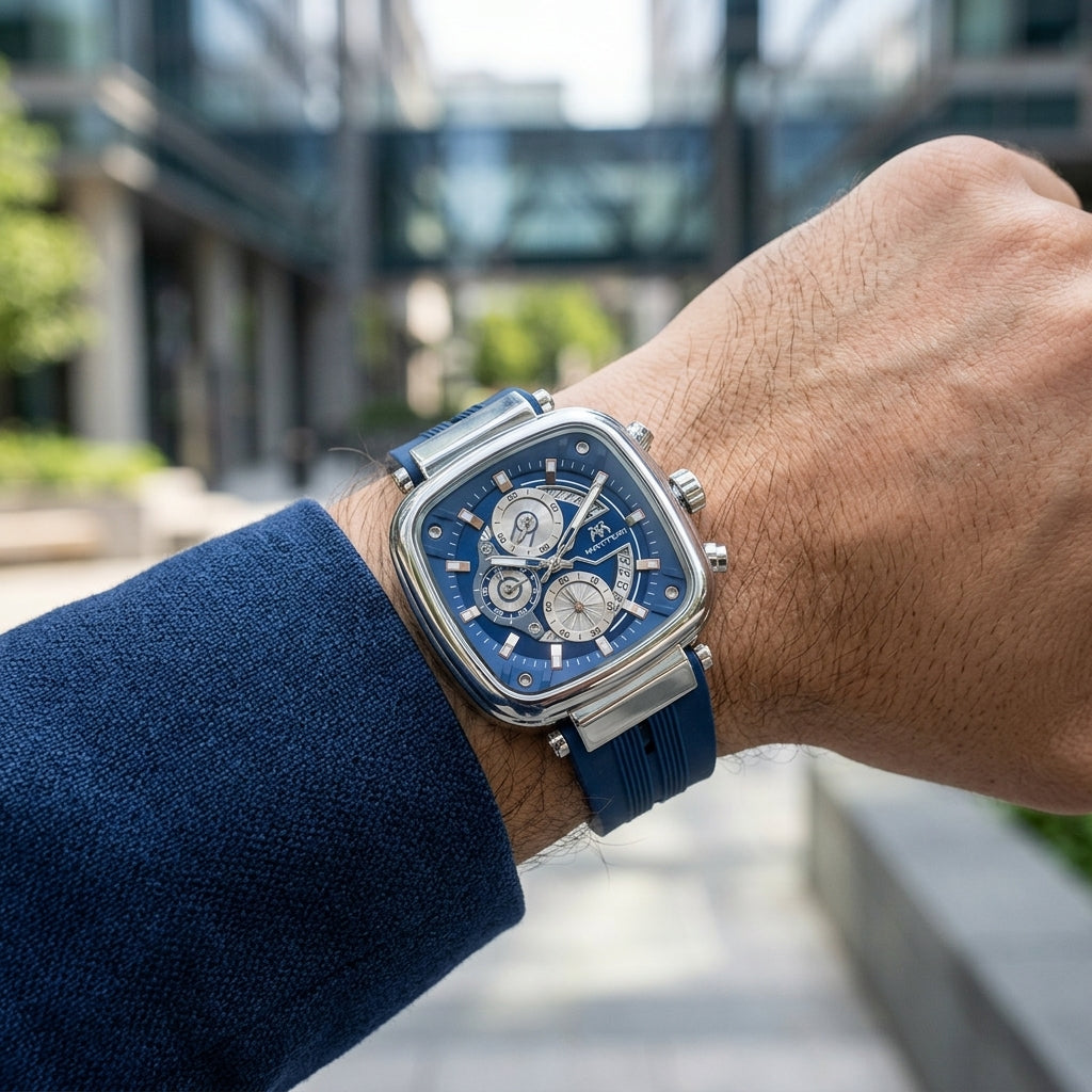 Matturi Square Chronograph Blue Dial Men's Sports Watch