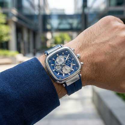 Matturi Square Chronograph Blue Dial Men's Sports Watch