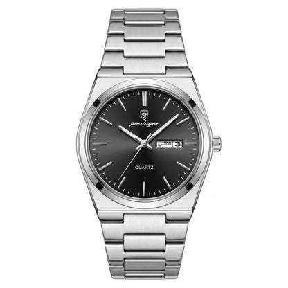 Poedagar Integrated Stainless Steel Day-Date Watch